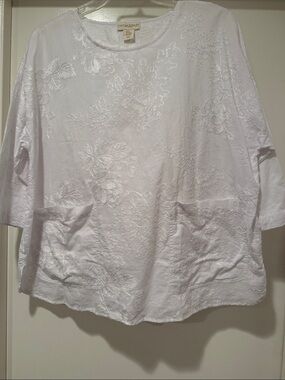 Cynthia Rowley White Floral Embroidered Cotton Tunic